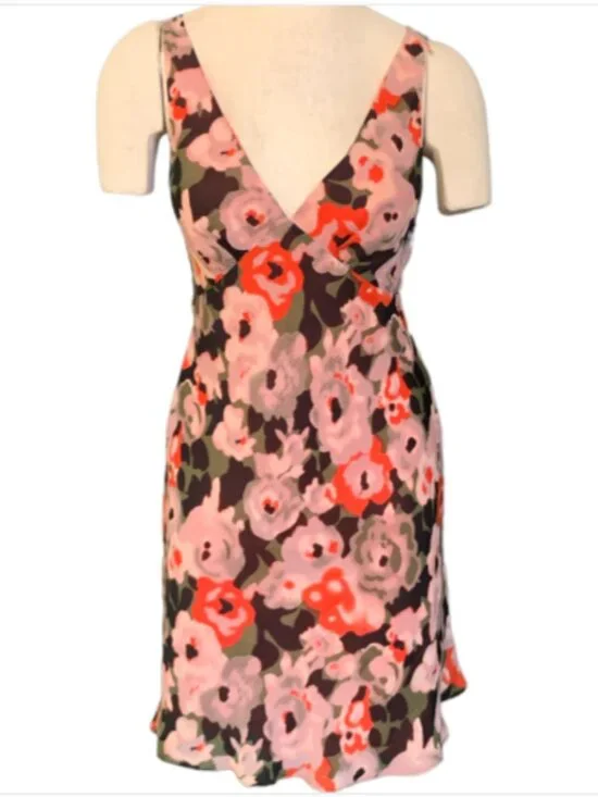 FOSSIL Floral Chiffon Sleeveless V-Neck Dress Sz 6 #219L - Picture 2 of 9
